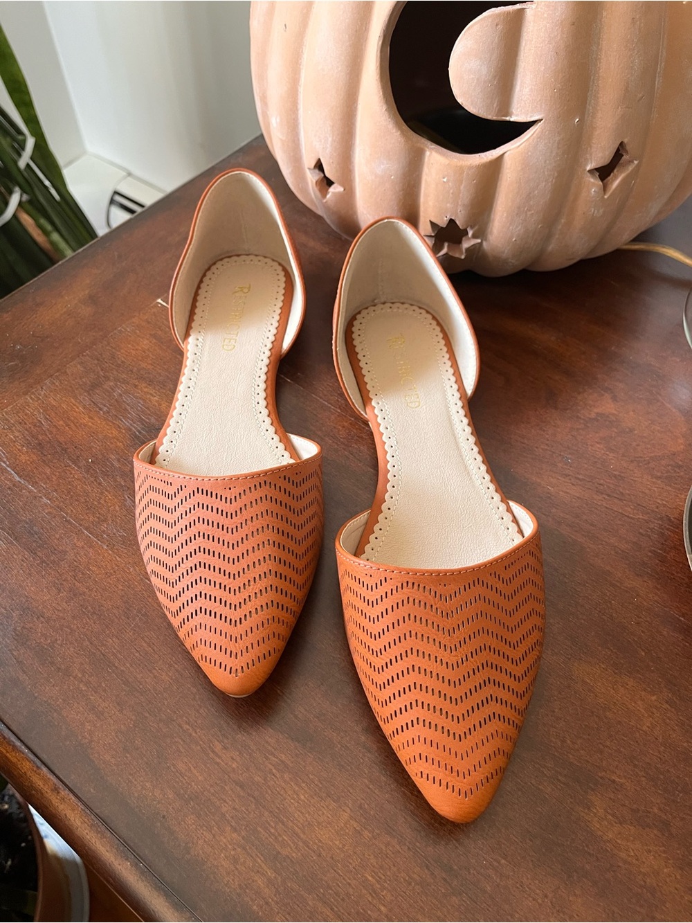 Brown Flats Low Heel Casual D’Orsay Pointed Toe Shoes - Tan Brown